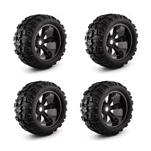 Kompatibel Mit ARRMA Für TRAXXAS 1/10 RC-Autos, Upgrade-Teil, Zubehör Für Buggy, 150 Mm Reifen, LKW-Reifen, Radreifen, 17 Mm Sechskant RC Auto Reifen Felgen(Black) von QAWSED