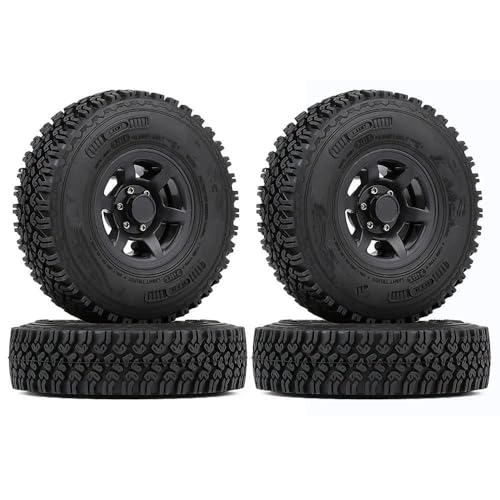 Kompatibel Mit AX90069 Für Tamiya CC01 LC70 1/18 Für Aixal UTB18 Capra 4PCS 1,55 Beadlock Kunststoff Felge Reifen Für RC Crawler Auto RC Auto Reifen Felgen(Color1,B) von QAWSED