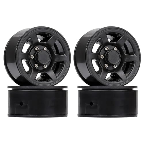 Kompatibel Mit Axial Für 90069 D90 TF2 Für Tamiya CC01 LC70 4 Stück Kunststoff 1,55" Beadlock Felge Weiß/schwarz Für 1/10 RC Crawler Auto RC Auto Reifen Felgen(Color1) von QAWSED