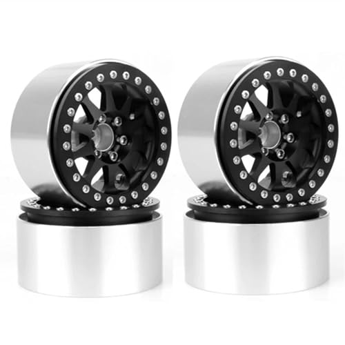 Kompatibel Mit Axial Für SCX10 90046 Für Capra RR10 Für Wraith RBX10 Für Yeti Metall 2,2 Zoll Beadlock Felge Für 1/10 RC Crawler Auto RC Auto Reifen Felgen(Black) von QAWSED