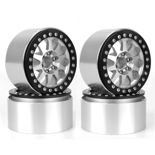 Kompatibel Mit Axial Für SCX10 90046 Für Capra RR10 Für Wraith RBX10 Für Yeti Metall 2,2 Zoll Beadlock Felge Für 1/10 RC Crawler Auto RC Auto Reifen Felgen(Black White) von QAWSED