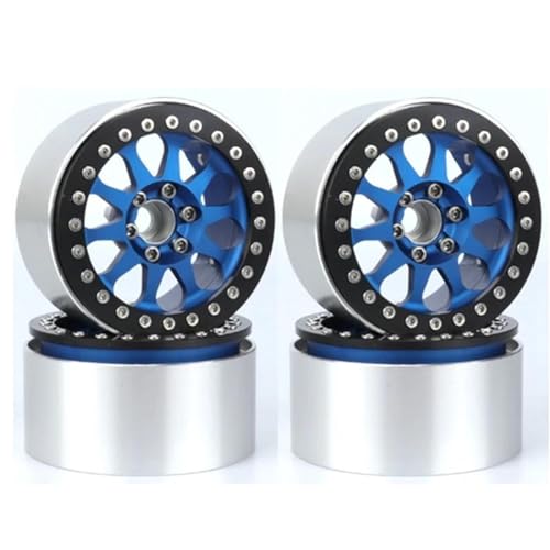 Kompatibel Mit Axial Für SCX10 90046 Für Capra RR10 Für Wraith RBX10 Für Yeti Metall 2,2 Zoll Beadlock Felge Für 1/10 RC Crawler Auto RC Auto Reifen Felgen(Blue) von QAWSED