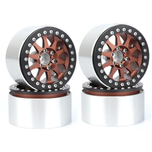Kompatibel Mit Axial Für SCX10 90046 Für Capra RR10 Für Wraith RBX10 Für Yeti Metall 2,2 Zoll Beadlock Felge Für 1/10 RC Crawler Auto RC Auto Reifen Felgen(Brown) von QAWSED