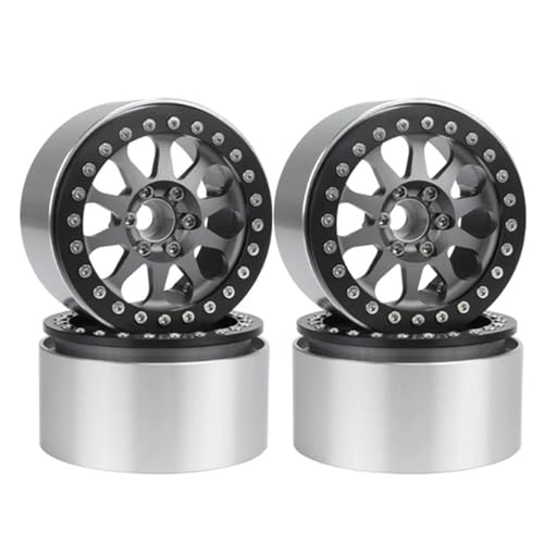 Kompatibel Mit Axial Für SCX10 90046 Für Capra RR10 Für Wraith RBX10 Für Yeti Metall 2,2 Zoll Beadlock Felge Für 1/10 RC Crawler Auto RC Auto Reifen Felgen(Gray) von QAWSED