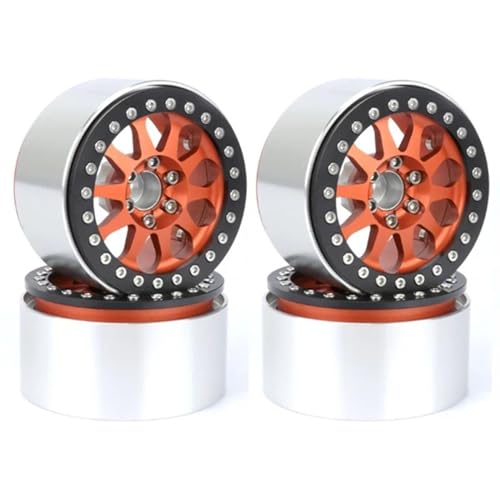 Kompatibel Mit Axial Für SCX10 90046 Für Capra RR10 Für Wraith RBX10 Für Yeti Metall 2,2 Zoll Beadlock Felge Für 1/10 RC Crawler Auto RC Auto Reifen Felgen(Orange) von QAWSED