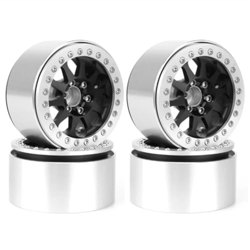 Kompatibel Mit Axial Für SCX10 90046 Für Capra RR10 Für Wraith RBX10 Für Yeti Metall 2,2 Zoll Beadlock Felge Für 1/10 RC Crawler Auto RC Auto Reifen Felgen(White Black) von QAWSED