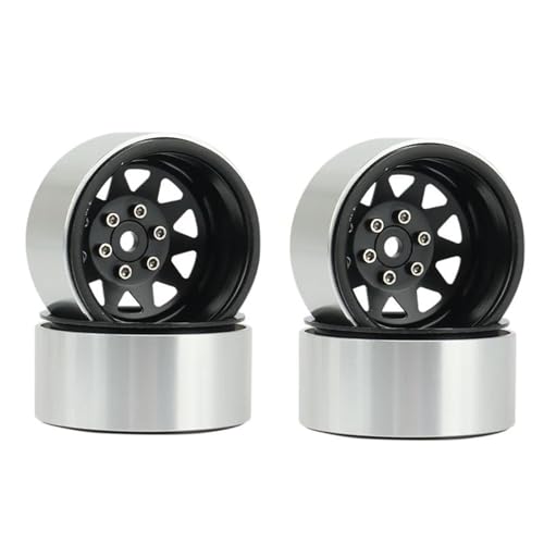 Kompatibel Mit Axial Für SCX10 90046 Für Traxxas TRX4 Für 4PCS Deep Dish Wagon 1,9 Metall Beadlock Radnabe Felge Für 1/10 RC Crawler RC Auto Reifen Felgen(Black) von QAWSED