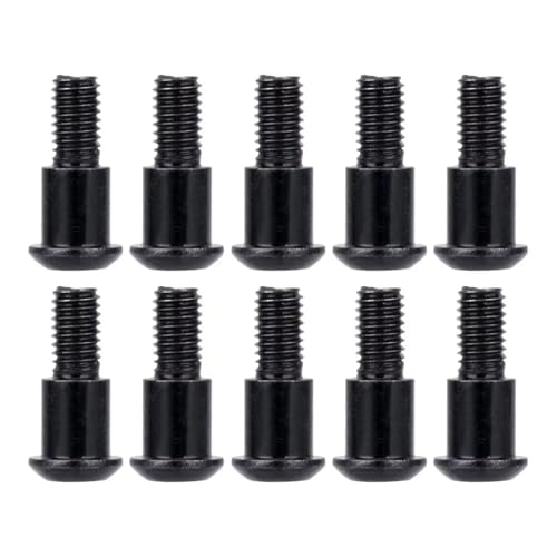Kompatibel Mit Axial Für SCX10 AR44 AR45 Für Capra F9 Portal-Achsenteile 10 Stück M3 X 4 X 10 Mm Sechskant-Halbrundkopf-Einschnitt-Kingpin-Schulterschrauben RC-Autozubehörteile(Black) von QAWSED