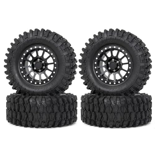 Kompatibel Mit Axial Für SCX10 Für Wraith Für Capra 4 Stück 2,6 Zoll Metall Beadlock Felge 135 Mm Gummireifen Reifen Für 1/10 RC Auto RC Auto Reifen Felgen(Black) von QAWSED