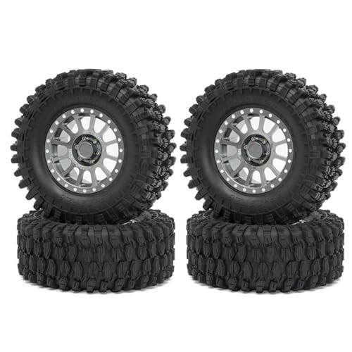 Kompatibel Mit Axial Für SCX10 Für Wraith Für Capra 4 Stück 2,6 Zoll Metall Beadlock Felge 135 Mm Gummireifen Reifen Für 1/10 RC Auto RC Auto Reifen Felgen(Silver) von QAWSED