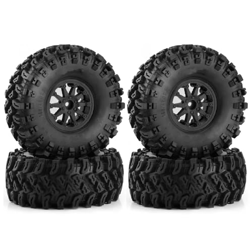 Kompatibel Mit Axial Für SCX10 Für Wraith Für Capra Für TRX4 1/8 1/10 RC Crawler Auto 4 Stücke 136mm Kunststoff 2,2 "Beadlock Felge Reifen Set RC Auto Reifen Felgen(Black) von QAWSED