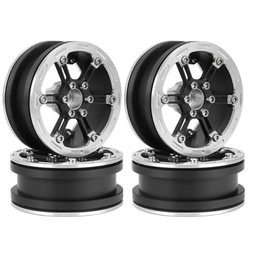 Kompatibel Mit Axial Für SCX10 Für Wraith Für Capra RR10 Für Traxxas TRX4 2,2 Metall Beadlock Felge Nabe Für 1/10 RC Crawler Auto RC Auto Reifen Felgen(Black and White) von QAWSED