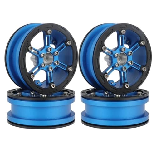 Kompatibel Mit Axial Für SCX10 Für Wraith Für Capra RR10 Für Traxxas TRX4 2,2 Metall Beadlock Felge Nabe Für 1/10 RC Crawler Auto RC Auto Reifen Felgen(Blue and Black) von QAWSED