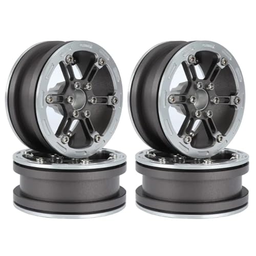 Kompatibel Mit Axial Für SCX10 Für Wraith Für Capra RR10 Für Traxxas TRX4 2,2 Metall Beadlock Felge Nabe Für 1/10 RC Crawler Auto RC Auto Reifen Felgen(Gray White) von QAWSED