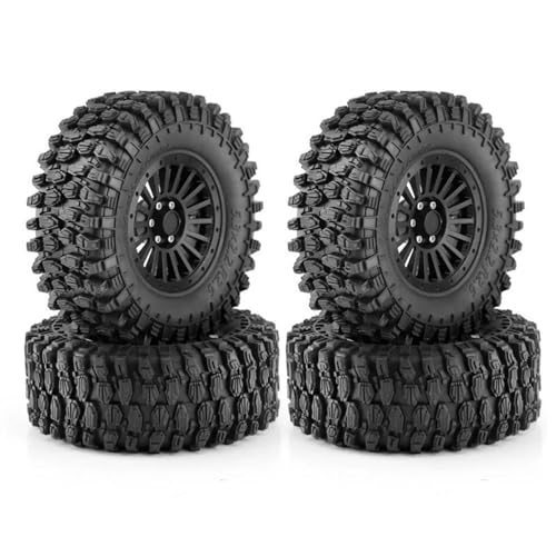 Kompatibel Mit Axial Für SCX10 Für Wraith RR10 4 Stück 135 Mm 2,6 Zoll Metall-Beadlock-Felgen-Gummireifen-Set Für 1/8 1/10 RC Crawler Car RC Auto Reifen Felgen(Black,A) von QAWSED