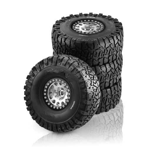 Kompatibel Mit Axial Für SCX10 RR10 AX10 Wraith 90048 90018 KM2 4 Stück 1,9 Zoll Beadlock-Felgen Und Gummireifen Für 1/10 RC Rock Crawler RC Auto Reifen Felgen(Color4) von QAWSED