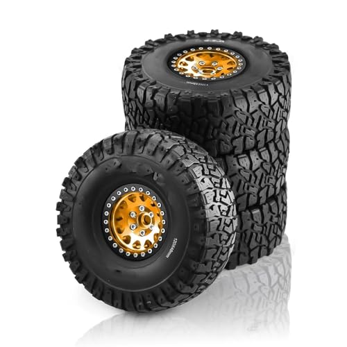 Kompatibel Mit Axial Für SCX10 RR10 AX10 Wraith 90048 90018 KM2 4 Stück 1,9 Zoll Beadlock-Felgen Und Gummireifen Für 1/10 RC Rock Crawler RC Auto Reifen Felgen(Color6) von QAWSED