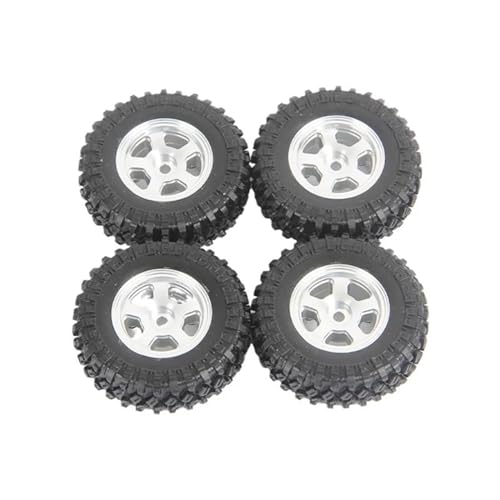 Kompatibel Mit Axial Für SCX24 1/24 RC Crawler Auto 4PCS 1,0 Metall Beadlock Rad Felgen Reifen Reifen Set Upgrade Teile Zubehör RC Auto Reifen Felgen(White) von QAWSED