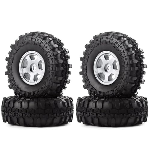 Kompatibel Mit Axial Für SCX24 90081 AXI00001 4PCS 1,0 "49 * 18mm Beadlock Crawler Rad Felgen Reifen Set Für 1/24 RC Crawler Auto RC Auto Reifen Felgen(White) von QAWSED