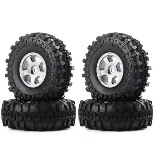 Kompatibel Mit Axial Für SCX24 90081 Für AXI00001 1/24 RC Crawler Auto 1,0 "49 * 18mm Beadlock Micro Crawler Rad Felgen Reifen Set 4PCS RC Auto Reifen Felgen(White) von QAWSED