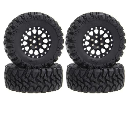 Kompatibel Mit Axial Für SCX24 AX24 FCX24 TRX4M 4-teiliges 62 X 24 Mm 1,2-Zoll-Metall-Beadlock-Felgen-Reifen-Set Für 1/18 1/24 RC Crawler Car RC Auto Reifen Felgen(Black) von QAWSED