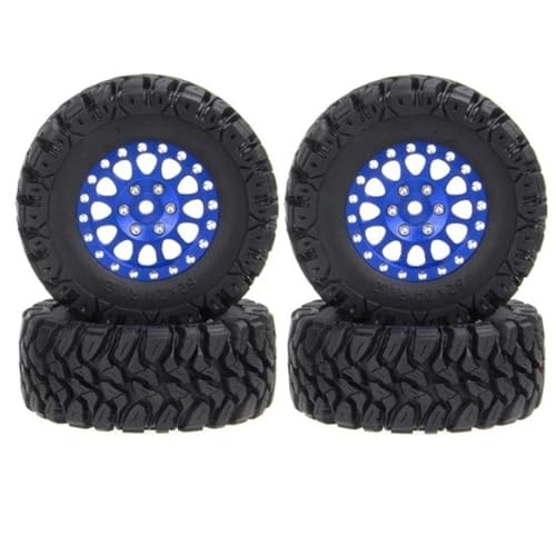 Kompatibel Mit Axial Für SCX24 AX24 FCX24 TRX4M 4-teiliges 62 X 24 Mm 1,2-Zoll-Metall-Beadlock-Felgen-Reifen-Set Für 1/18 1/24 RC Crawler Car RC Auto Reifen Felgen(Blue) von QAWSED