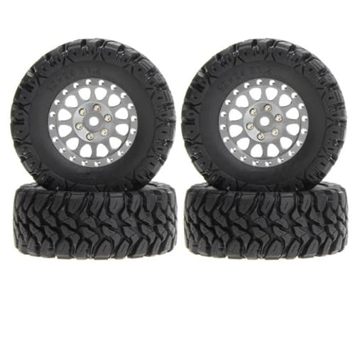 Kompatibel Mit Axial Für SCX24 AX24 FCX24 TRX4M 4-teiliges 62 X 24 Mm 1,2-Zoll-Metall-Beadlock-Felgen-Reifen-Set Für 1/18 1/24 RC Crawler Car RC Auto Reifen Felgen(White) von QAWSED