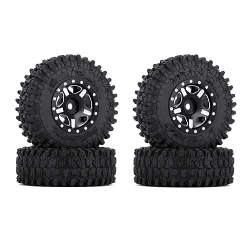Kompatibel Mit Axial Für SCX24 AXI00001 Für Deadbolt Für Gladiator 52 * 18mm 1,0 "Beadlock Rad Felgen Reifen Set Für 1/24 RC Crawler Auto RC Auto Reifen Felgen(Black,A) von QAWSED