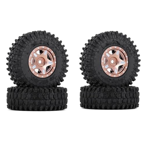 Kompatibel Mit Axial Für SCX24 AXI00001 Für Deadbolt Für Gladiator 52 * 18mm 1,0 "Beadlock Rad Felgen Reifen Set Für 1/24 RC Crawler Auto RC Auto Reifen Felgen(Brown,A) von QAWSED