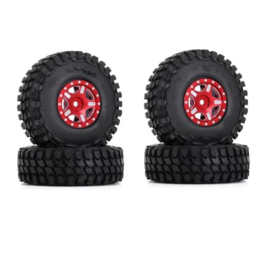 Kompatibel Mit Axial Für SCX24 AXI00001 Für Deadbolt Für Gladiator 52 * 18mm 1,0 "Beadlock Rad Felgen Reifen Set Für 1/24 RC Crawler Auto RC Auto Reifen Felgen(Red,B) von QAWSED