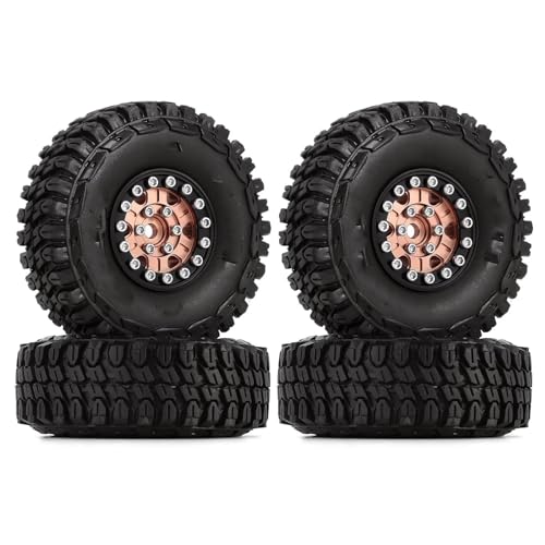 Kompatibel Mit Axial Für SCX24 Für Gladiator AX24 (W1022-T1002). 1,0-Zoll-Aluminium-Beadlock-Räder Und Gummireifen-Set Für 1/24 RC Crawler Car RC Auto Reifen Felgen(Color4) von QAWSED