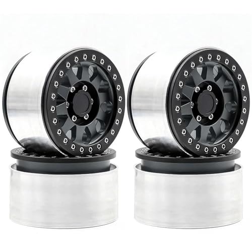 Kompatibel Mit Axial Für SCX6 Aluminium 2,9" Beadlock Radnabe Felge Für 1/6 RC Crawler Auto RC Auto Upgrade Teile Ersatzteile RC Auto Reifen Felgen(Black) von QAWSED