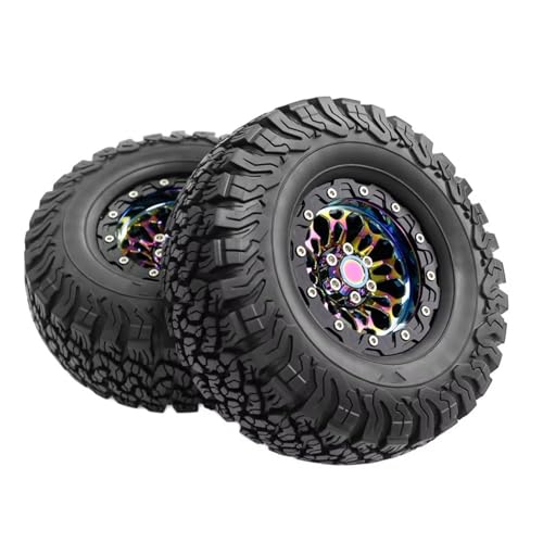 Kompatibel Mit Axial Für Trx4 Für Scx10 1/10 Crawler Car – 10 Mm Aluminium-Turbine, 2,2 Zoll Beadlock, Verschleißfester RC-Felgenreifen RC Auto Reifen Felgen(Wheel Rims Tyre) von QAWSED