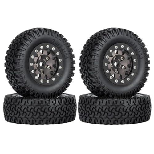 Kompatibel Mit Axial Für Yeti Jr Für D90 4PCS 76mm 1,55 Metall Beadlock Felgen Reifen Set Für 1/10 RC Crawler Auto RC Auto Reifen Felgen(Black) von QAWSED