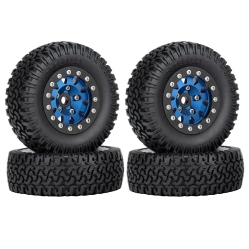 Kompatibel Mit Axial Für Yeti Jr Für D90 4PCS 76mm 1,55 Metall Beadlock Felgen Reifen Set Für 1/10 RC Crawler Auto RC Auto Reifen Felgen(Blue) von QAWSED