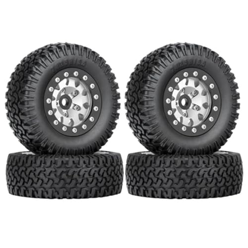 Kompatibel Mit Axial Für Yeti Jr Für D90 4PCS 76mm 1,55 Metall Beadlock Felgen Reifen Set Für 1/10 RC Crawler Auto RC Auto Reifen Felgen(Gray) von QAWSED
