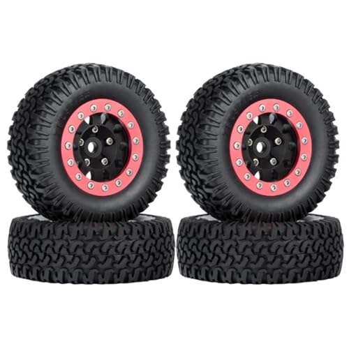 Kompatibel Mit Axial Für Yeti Jr Für D90 4PCS 76mm 1,55 Metall Beadlock Felgen Reifen Set Für 1/10 RC Crawler Auto RC Auto Reifen Felgen(Pink) von QAWSED