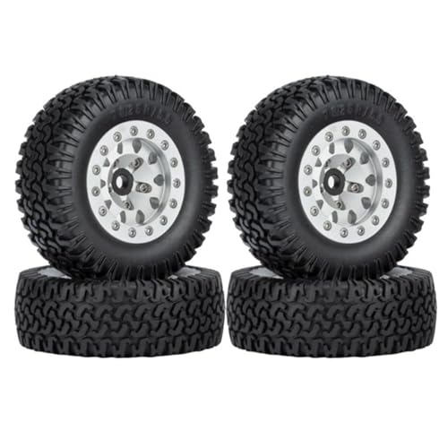 Kompatibel Mit Axial Für Yeti Jr Für D90 4PCS 76mm 1,55 Metall Beadlock Felgen Reifen Set Für 1/10 RC Crawler Auto RC Auto Reifen Felgen(White) von QAWSED
