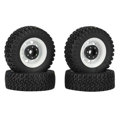 Kompatibel Mit Axial Jr 90069 D90 TF2 Für Tamiya CC01 LC70 Für MST 1/10 RC Crawler Car, 4 Stück 1,55 Metall Beadlock Felgenreifen Set RC Auto Reifen Felgen(White) von QAWSED