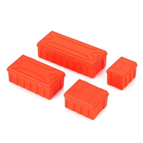 Kompatibel Mit Axial SCX10 90046 TRX4 TRX6 Für Redcat Gen8, 4-teiliges Kunststoff-Gepäckaufbewahrungsbox-Dekorationswerkzeug, 1/10 RC Crawler Car RC-Autozubehörteile(Orange) von QAWSED