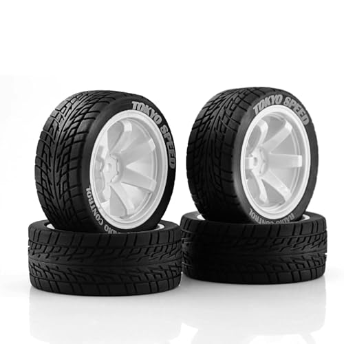 Kompatibel Mit HPI Für KYOSHO Für Tamiya XV02 XV01 TA06 TT01 TT02 RC 1/10 RC Rally Wheels Reifen On Road Car Gummireifen 12 Mm Sechskant RC Auto Reifen Felgen(Color1) von QAWSED