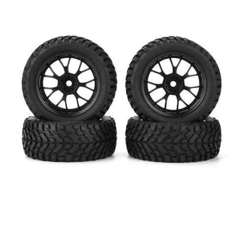 Kompatibel Mit HSP Für HIMOTO Für HPI 4-teiliges Set 1:10 RC-Auto Gummireifen Geländewagen Pull-Auto Flaches Laufrad Reifenrad Straßenauto RC Auto Reifen Felgen von QAWSED
