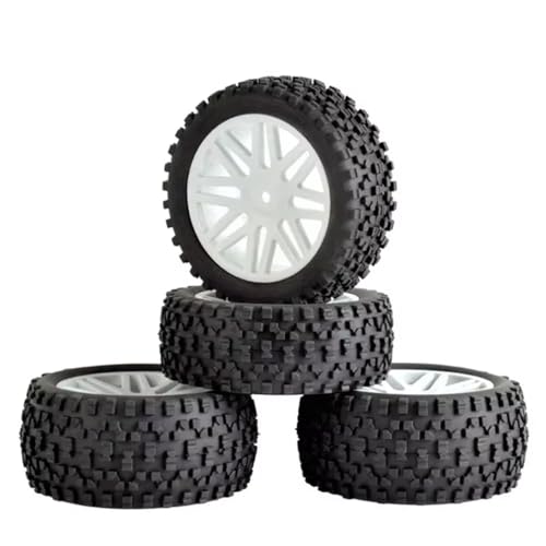 Kompatibel Mit HSP Für HP 1/10 RC Für Buggy-Reifen Montieren Upgrade-Fernbedienung Autozubehör Für RC Off-Road-Auto 12-mm-Sechskantnabe RC Auto Reifen Felgen(White) von QAWSED