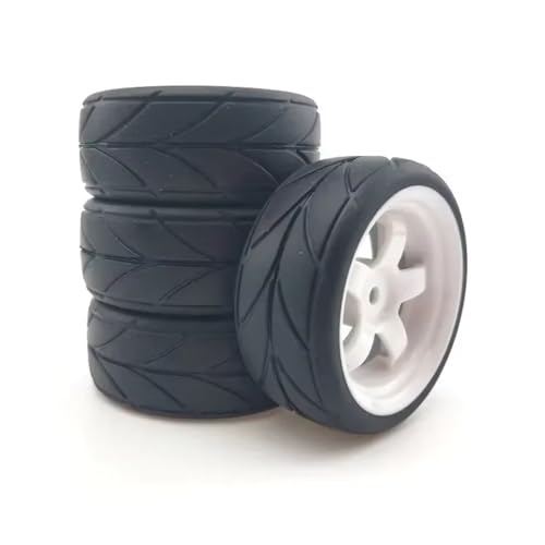 Kompatibel Mit HSP Für HPI 6030-6081 1:10 RC On-Road-Auto Für Rennen 4pcs Gummi-Reifen Plastikrad-Upgrade-Teile RC-Autozubehörteile(White) von QAWSED