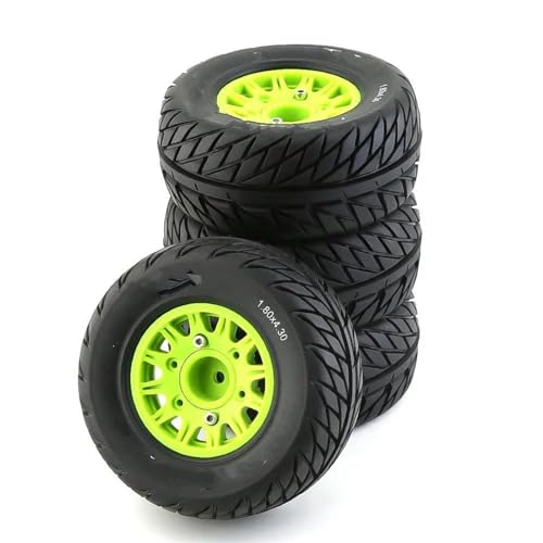 Kompatibel Mit HSP Für Sonic 94102 Für Racing Für Tamiya TT02 4 Stück RC-Modellauto-Gummireifen Und Rad Für 1/8 1/10 RC On Road Car RC Auto Reifen Felgen(Green,B) von QAWSED