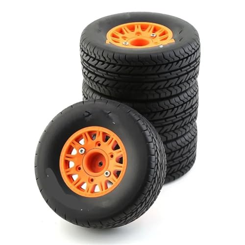 Kompatibel Mit HSP Für Sonic 94102 Für Racing Für Tamiya TT02 4 Stück RC-Modellauto-Gummireifen Und Rad Für 1/8 1/10 RC On Road Car RC Auto Reifen Felgen(Yellow,A) von QAWSED
