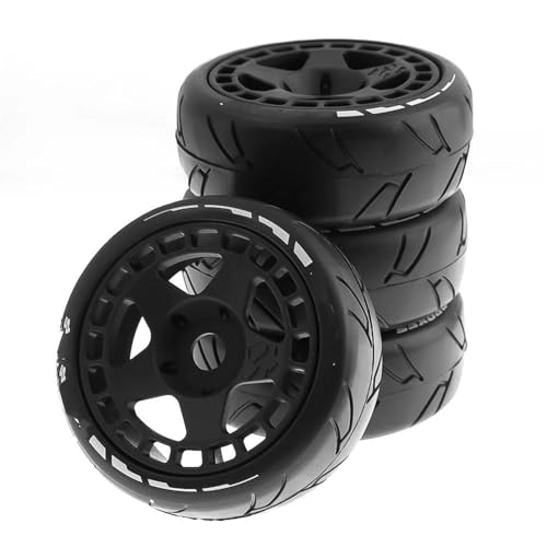 Kompatibel Mit HSP Für ZD Für HPI Für WLtoys Für 1 Satz 105 Mm Gummireifen-Kunststoffrad Mit 17 Mm Adapter Für 1/8 On Road Rally RC-Auto RC Auto Reifen Felgen(Black) von QAWSED