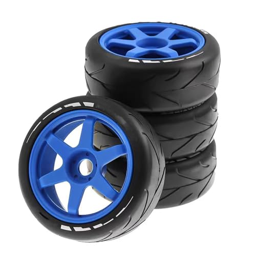 Kompatibel Mit HSP Für ZD Für Racing Für HPI 4 Stück 105 Mm Gummireifen-Kunststoffrad Mit 17 Mm Adapter Für 1/8 On Road Rally RV RC-Auto RC Auto Reifen Felgen(Color2) von QAWSED