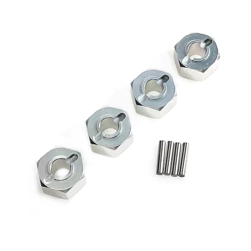 Kompatibel Mit MJX Für Hyper Für Go H16 16207 14301 14210 H1BM 1/14 1/16 RC-Auto-Upgrade-Teile 4-teiliger 12-mm-Rad-Sechskant-Nabenadapter Aus Metall RC-Autozubehörteile(Silver) von QAWSED
