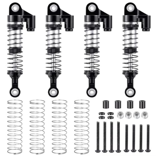 Kompatibel Mit Redcat Für Ascent 1/18 RC Crawler Auto-Upgrade-Teile, 4-teiliges Stoßdämpfer-Zubehör Aus Aluminiumlegierung RC-Auto Stoßdämpfer(Type A Black) von QAWSED